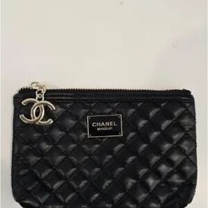 Auth Chanel Quilted Pouch Cosmetic Bag Novelty
